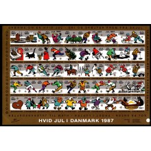 1987. Danmark. Julemærker, utakket og ufoldet helark. Hvid jul i Danmark.